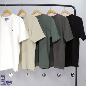 تیشرت پنبه ژاکارد یقه کوبایی 2196