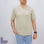 تیشرت پنبه ژاکارد یقه کوبایی 2196