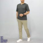 تیشرت پنبه ژاکارد یقه کوبایی 2196