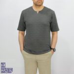 تیشرت پنبه ژاکارد یقه کوبایی 2196