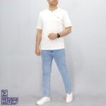 تیشرت پنبه ژاکارد یقه کوبایی 2196