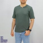 تیشرت پنبه ژاکارد یقه کوبایی 2196